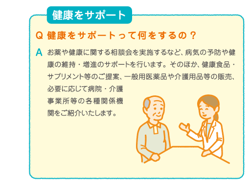 健康をサポート お薬や健康に関する相談や各関係機関の紹介など